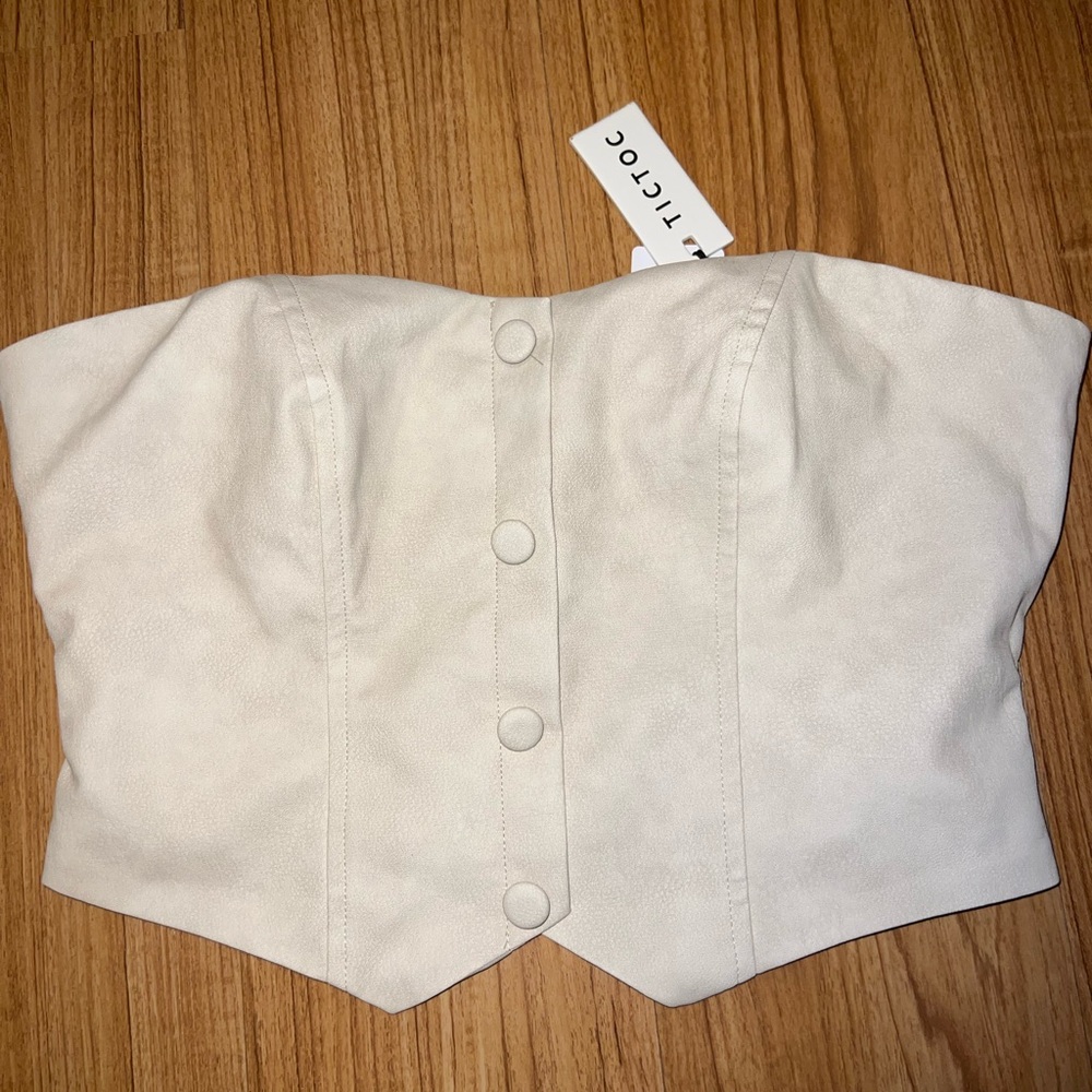 NWT Windsor Strapless Faux Leather Top